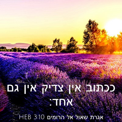 Picture 03 - אגרת שאול אל הרומים 3:10 HEB - ככתוב אין צדיק אין גם - Bible Verse Picture