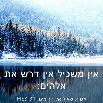 Picture 03 - אגרת שאול אל הרומים 3:11 HEB - אין משכיל אין דרש את - Bible Verse Picture