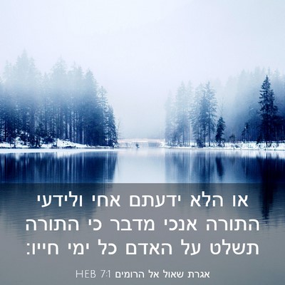 Picture 03 - אגרת שאול אל הרומים 7:1 HEB - או הלא ידעתם אחי ולידעי - Bible Verse Picture