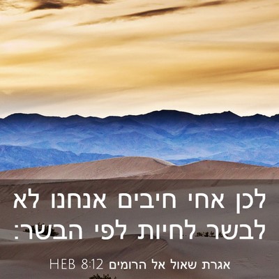 Picture 03 - אגרת שאול אל הרומים 8:12 HEB - לכן אחי חיבים אנחנו לא לבשר - Bible Verse Picture