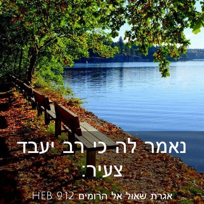 Picture 03 - אגרת שאול אל הרומים 9:12 HEB - נאמר לה כי רב יעבד - Bible Verse Picture