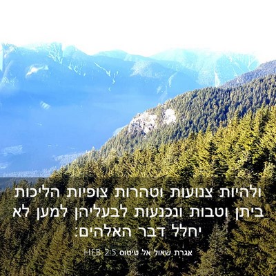 Picture 03 - אגרת שאול אל טיטוס 2:5 HEB - ולהיות צנועות וטהרות - Bible Verse Picture