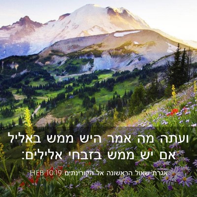 Picture 03 - אגרת שאול הראשונה אל הקורינתים 10:19 HEB - ועתה מה אמר היש ממש באליל - Bible Verse Picture