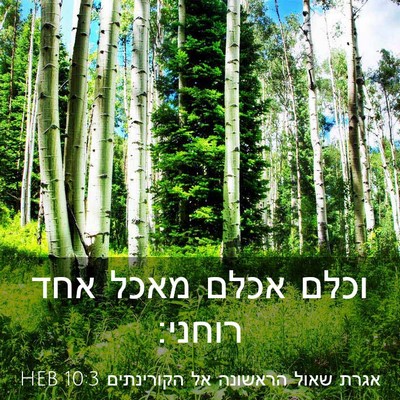 Picture 03 - אגרת שאול הראשונה אל הקורינתים 10:3 HEB - וכלם אכלם מאכל אחד - Bible Verse Picture