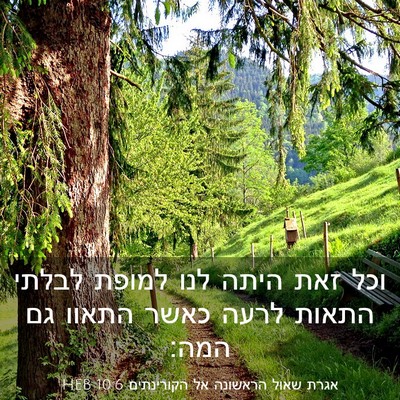 Picture 03 - אגרת שאול הראשונה אל הקורינתים 10:6 HEB - וכל זאת היתה לנו למופת - Bible Verse Picture