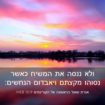 Picture 03 - אגרת שאול הראשונה אל הקורינתים 10:9 HEB - ולא ננסה את המשיח כאשר - Bible Verse Picture