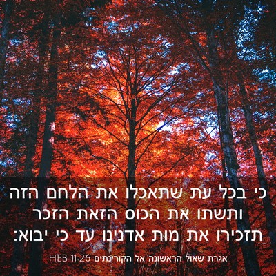 Picture 03 - אגרת שאול הראשונה אל הקורינתים 11:26 HEB - כי בכל עת שתאכלו את הלחם - Bible Verse Picture