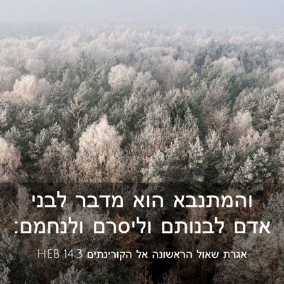 Picture 03 - אגרת שאול הראשונה אל הקורינתים 14:3 HEB - והמתנבא הוא מדבר לבני אדם - Bible Verse Picture