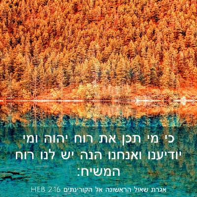 Picture 03 - אגרת שאול הראשונה אל הקורינתים 2:16 HEB - כי מי תכן את רוח יהוה ומי - Bible Verse Picture