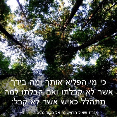 Picture 03 - אגרת שאול הראשונה אל הקורינתים 4:7 HEB - כי מי הפליא אותך ומה בידך - Bible Verse Picture