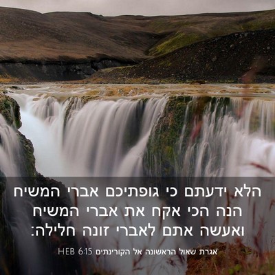 Picture 03 - אגרת שאול הראשונה אל הקורינתים 6:15 HEB - הלא ידעתם כי גופתיכם אברי - Bible Verse Picture