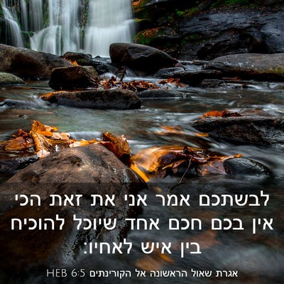 Picture 03 - אגרת שאול הראשונה אל הקורינתים 6:5 HEB - לבשתכם אמר אני את זאת הכי - Bible Verse Picture
