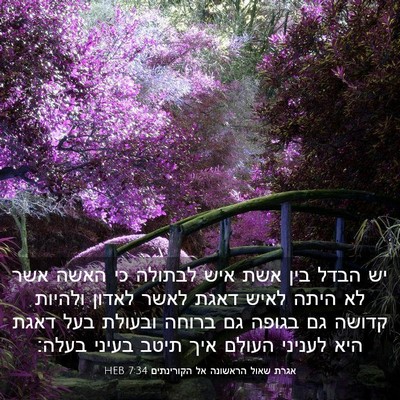 Picture 03 - אגרת שאול הראשונה אל הקורינתים 7:34 HEB - יש הבדל בין אשת איש לבתולה - Bible Verse Picture