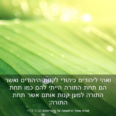 Picture 03 - אגרת שאול הראשונה אל הקורינתים 9:20 HEB - ואהי ליהודים כיהודי לקנות - Bible Verse Picture