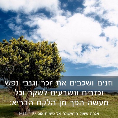 Picture 03 - אגרת שאול הראשונה אל טימותיאוס 1:10 HEB - וזנים ושכבים את זכר וגנבי - Bible Verse Picture