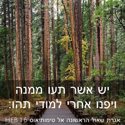 Picture 03 - אגרת שאול הראשונה אל טימותיאוס 1:6 HEB - יש אשר תעו ממנה ויפנו אחרי - Bible Verse Picture