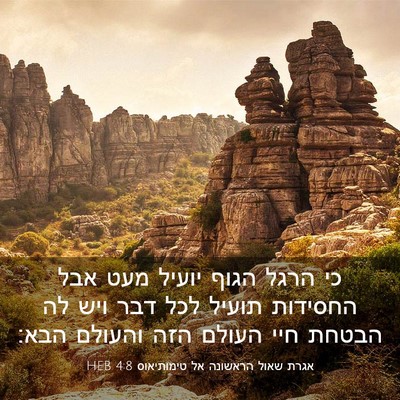 Picture 03 - אגרת שאול הראשונה אל טימותיאוס 4:8 HEB - כי הרגל הגוף יועיל מעט אבל - Bible Verse Picture