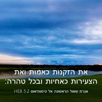 Picture 03 - אגרת שאול הראשונה אל טימותיאוס 5:2 HEB - את הזקנות כאמות ואת - Bible Verse Picture