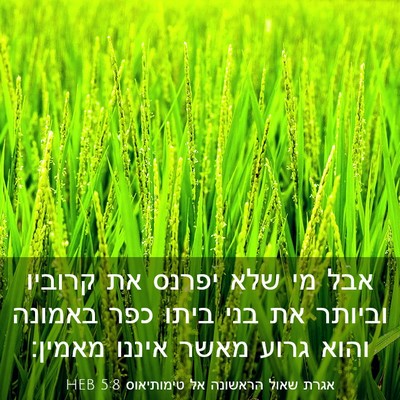 Picture 03 - אגרת שאול הראשונה אל טימותיאוס 5:8 HEB - אבל מי שלא יפרנס את קרוביו - Bible Verse Picture