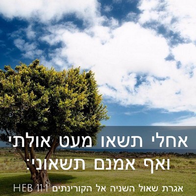 Picture 03 - אגרת שאול השניה אל הקורינתים 11:1 HEB - אחלי תשאו מעט אולתי ואף - Bible Verse Picture