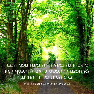 Picture 03 - אגרת שאול השניה אל הקורינתים 5:4 HEB - כי גם עתה באהלנו זה נאנח - Bible Verse Picture