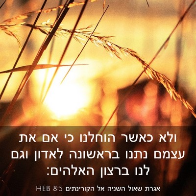 Picture 03 - אגרת שאול השניה אל הקורינתים 8:5 HEB - ולא כאשר הוחלנו כי אם את - Bible Verse Picture