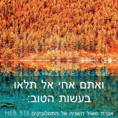 Picture 03 - אגרת שאול השניה אל התסלוניקים 3:13 HEB - ואתם אחי אל תלאו בעשות - Bible Verse Picture