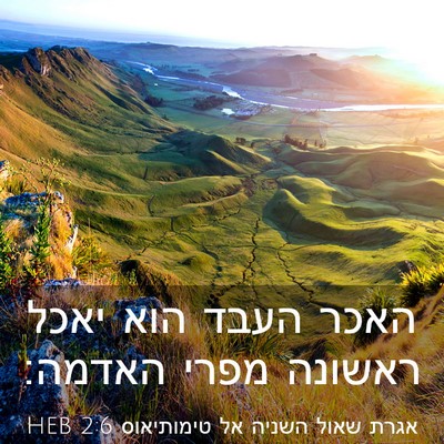 Picture 03 - אגרת שאול השניה אל טימותיאוס 2:6 HEB - האכר העבד הוא יאכל ראשונה - Bible Verse Picture
