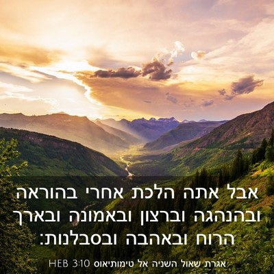 Picture 03 - אגרת שאול השניה אל טימותיאוס 3:10 HEB - אבל אתה הלכת אחרי בהוראה - Bible Verse Picture