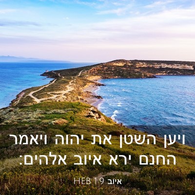 Picture 03 - איוב 1:9 HEB - ויען השטן את יהוה ויאמר - Bible Verse Picture