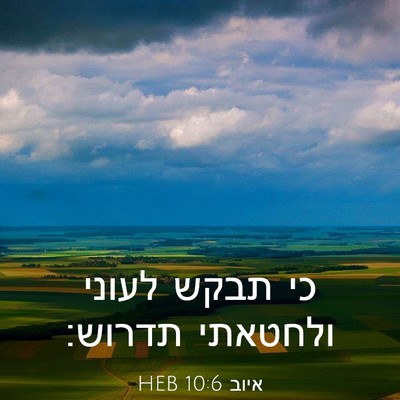 Picture 03 - איוב 10:6 HEB - כי תבקש לעוני ולחטאתי - Bible Verse Picture