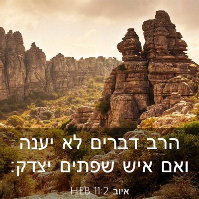 Picture 03 - איוב 11:2 HEB - הרב דברים לא יענה ואם איש - Bible Verse Picture