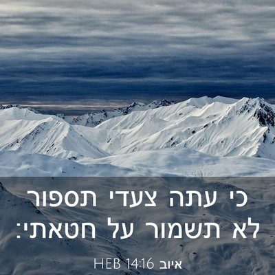 Picture 03 - איוב 14:16 HEB - כי עתה צעדי תספור לא תשמור - Bible Verse Picture