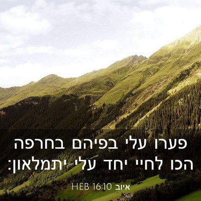 Picture 03 - איוב 16:10 HEB - פערו עלי בפיהם בחרפה הכו - Bible Verse Picture