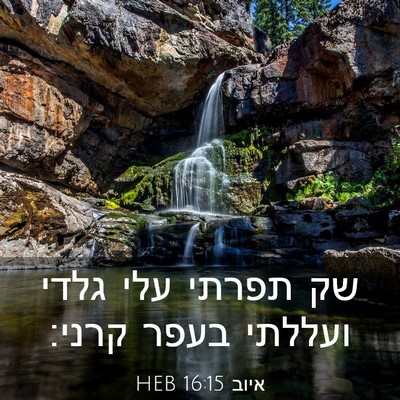 Picture 03 - איוב 16:15 HEB - שק תפרתי עלי גלדי ועללתי - Bible Verse Picture