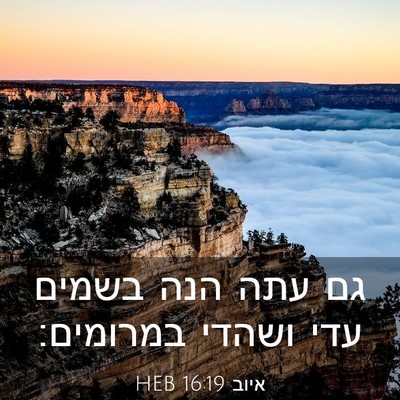Picture 03 - איוב 16:19 HEB - גם עתה הנה בשמים עדי ושהדי - Bible Verse Picture