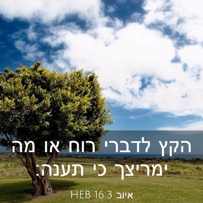 Picture 03 - איוב 16:3 HEB - הקץ לדברי רוח או מה ימריצך - Bible Verse Picture