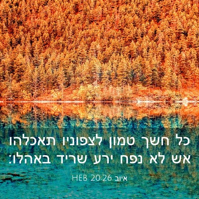 Picture 03 - איוב 20:26 HEB - כל חשך טמון לצפוניו תאכלהו - Bible Verse Picture