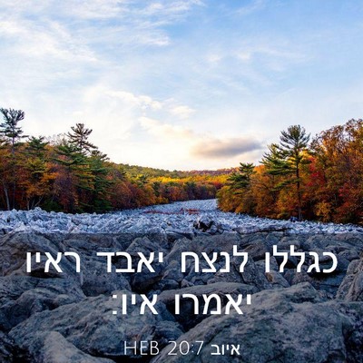Picture 03 - איוב 20:7 HEB - כגללו לנצח יאבד ראיו יאמרו - Bible Verse Picture