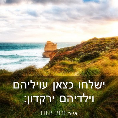 Picture 03 - איוב 21:11 HEB - ישלחו כצאן עויליהם וילדיהם - Bible Verse Picture