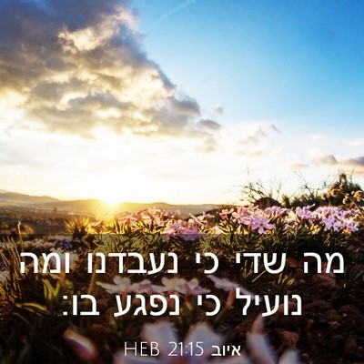 Picture 03 - איוב 21:15 HEB - מה שדי כי נעבדנו ומה נועיל - Bible Verse Picture
