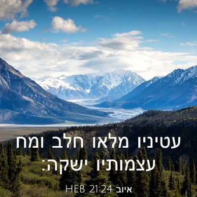Picture 03 - איוב 21:24 HEB - עטיניו מלאו חלב ומח - Bible Verse Picture