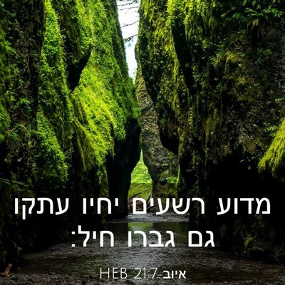 Picture 03 - איוב 21:7 HEB - מדוע רשעים יחיו עתקו גם - Bible Verse Picture