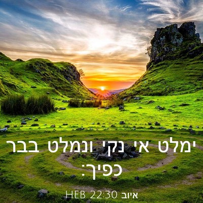Picture 03 - איוב 22:30 HEB - ימלט אי נקי ונמלט בבר - Bible Verse Picture