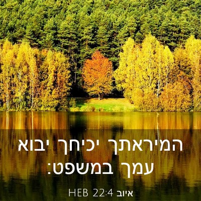 Picture 03 - איוב 22:4 HEB - המיראתך יכיחך יבוא עמך - Bible Verse Picture