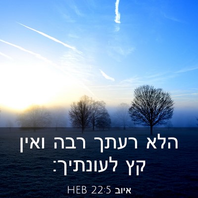 Picture 03 - איוב 22:5 HEB - הלא רעתך רבה ואין קץ - Bible Verse Picture