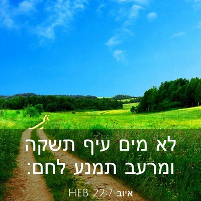 Picture 03 - איוב 22:7 HEB - לא מים עיף תשקה ומרעב תמנע - Bible Verse Picture