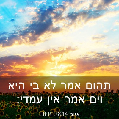 Picture 03 - איוב 28:14 HEB - תהום אמר לא בי היא וים אמר - Bible Verse Picture