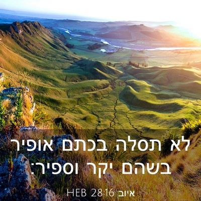Picture 03 - איוב 28:16 HEB - לא תסלה בכתם אופיר בשהם יקר - Bible Verse Picture