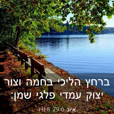 Picture 03 - איוב 29:6 HEB - ברחץ הליכי בחמה וצור יצוק - Bible Verse Picture